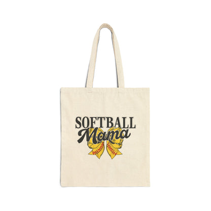 Softball Mama Cotton Canvas Tote Bag