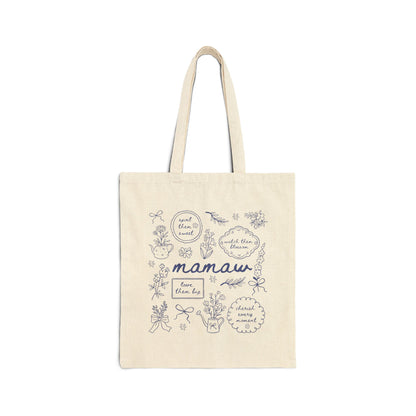Mamaw Floral Canvas Tote